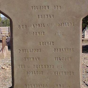 VILJOEN Margaretha Elizabeth Johanna nee SNYMAN 1894-1930 :: VILJOEN Phillipus Johannes Snyman 1928-19?1 