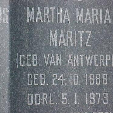 MARITZ Martha Maria nee VAN ANTWERPEN 1888-1973