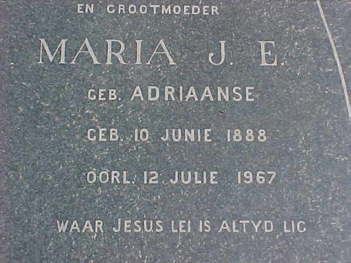 SCHALKWYK Maria J.E., van nee ADRIAANSE 1888-1967