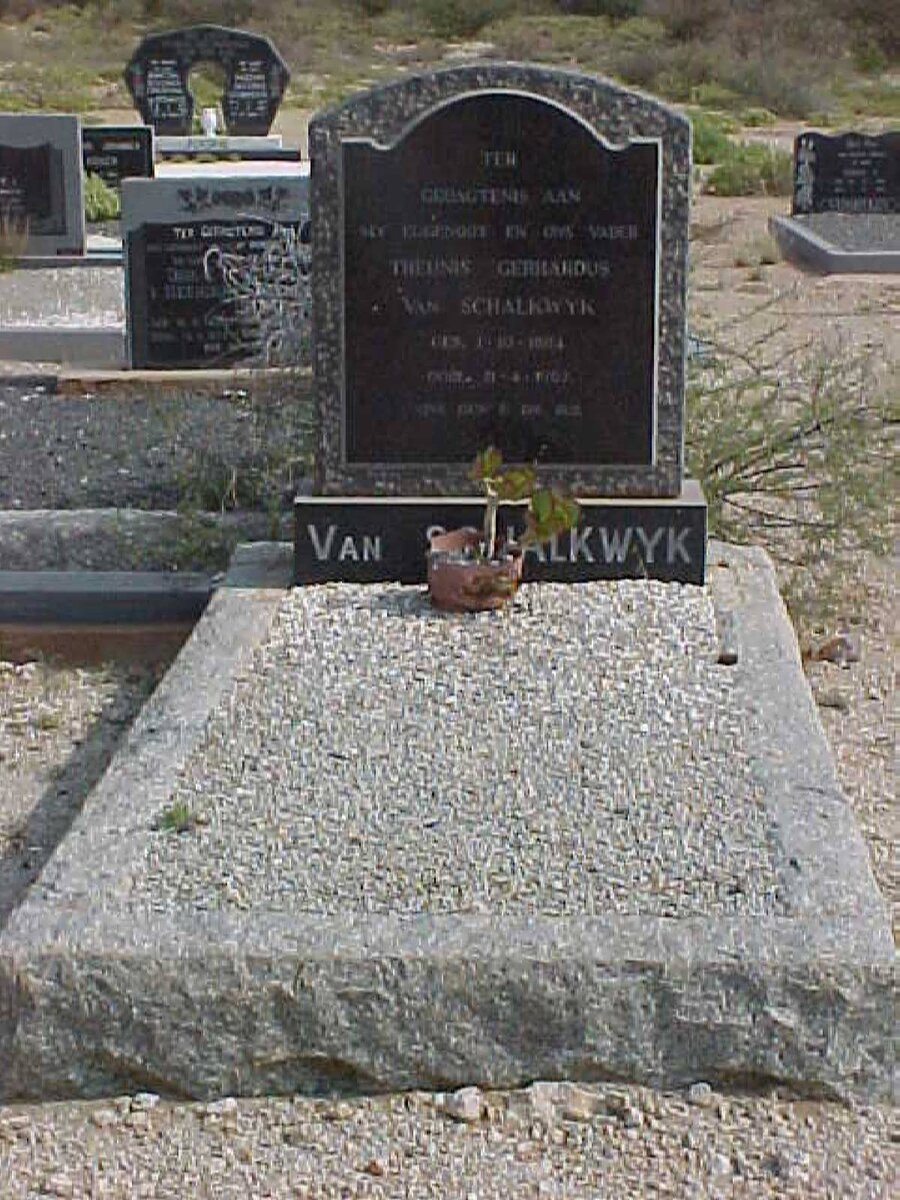 SCHALKWYK Theunis Gerhardus, van 1884-1963