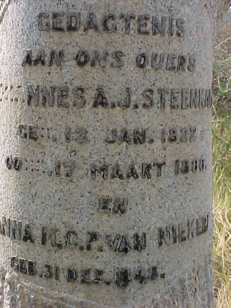 STEENKAMP Johannes A.J. 1822-1888 &amp; Anna M.C.P. VAN NIEKERK 1848-