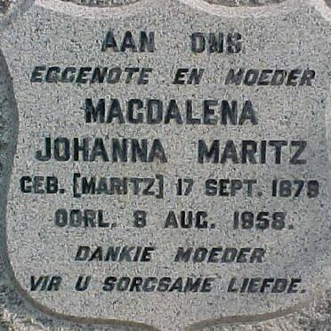 MARITZ Magdalena Johanna nee MARITZ 1879-1958