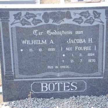 BOTES Wilhelm A. 1895- &amp; Jacoba H. FOURIE 1894-1970