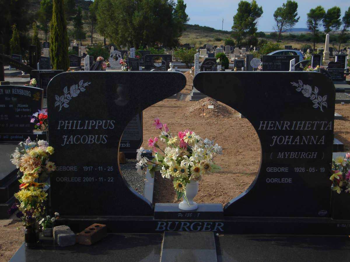 BURGER Philippus Jacobus 1917-2001 &amp; Henrihetta Johanna MYBURGH 1926-