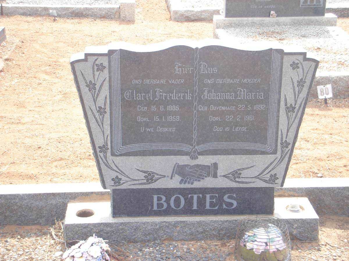 BOTES Carel Frederik 1885-1958 &amp; Johanna Maria DUVENHAGE 1892-1961