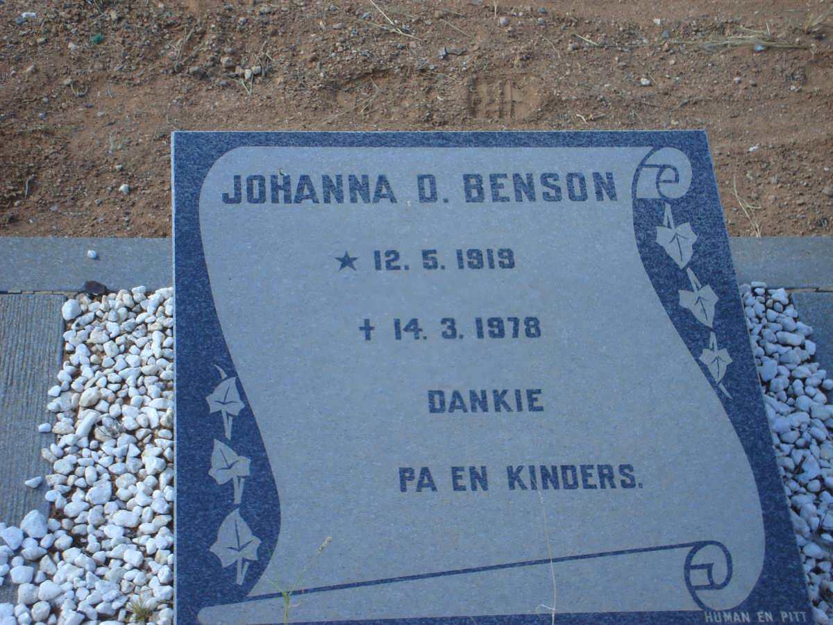 BENSON Johanna D. 1919-1978
