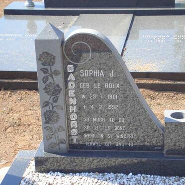BADENHORST Sophia J. nee LE ROUX 1901-1992