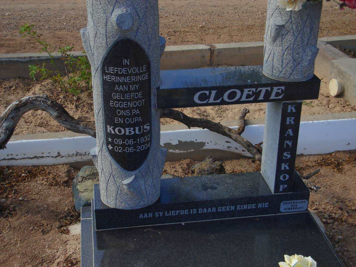 CLOETE Kobus 1932-2004
