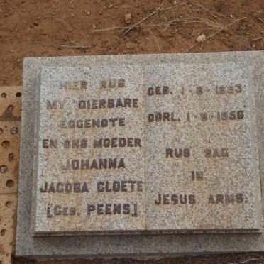 CLOETE Johanna Jacoba nee PEENS 1893-1956