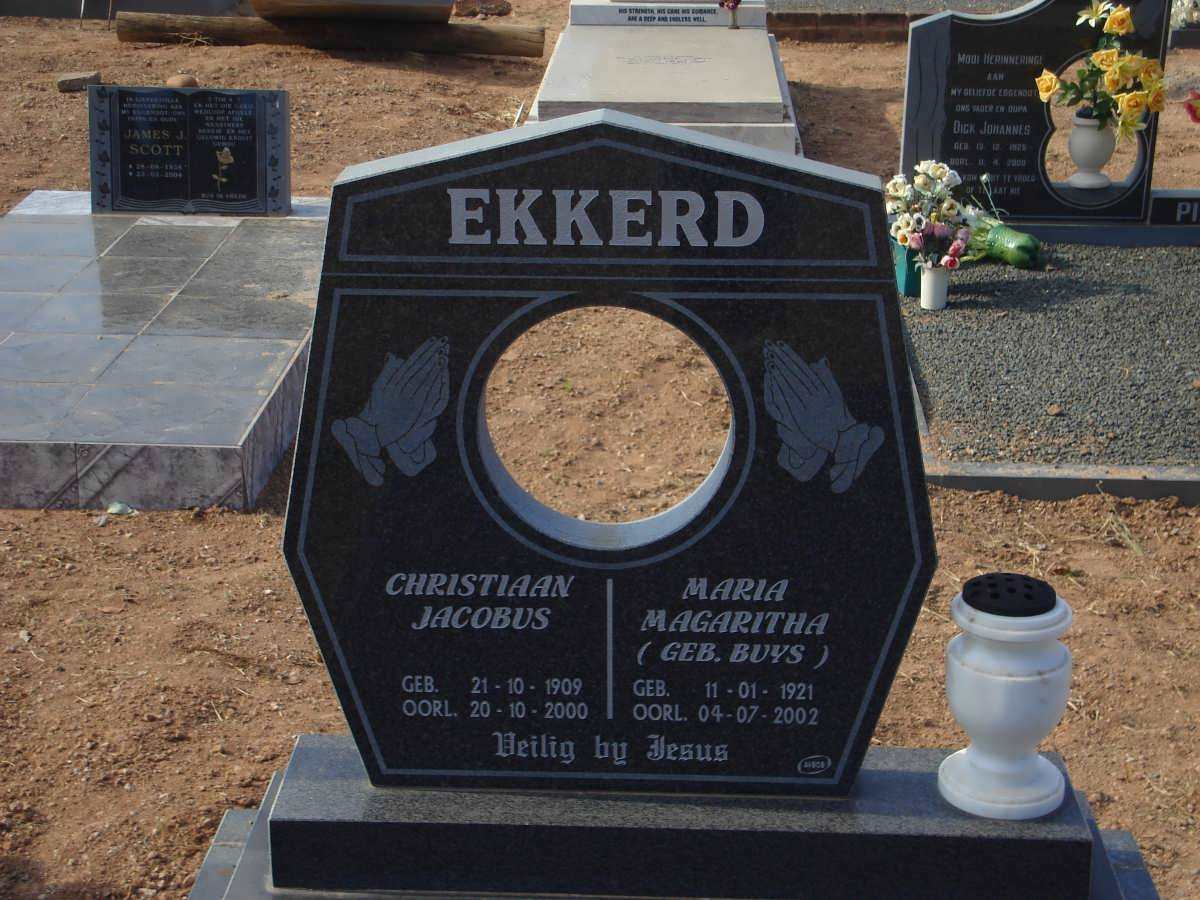 EKKERD Christiaan Jacobus 1909-2000 &amp; Maria Magaritha BUYS 1921-2002