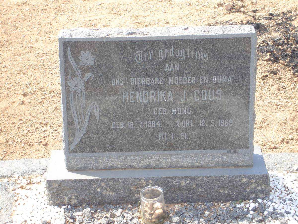 GOUS Hendrika J. nee MONG 1884-1969