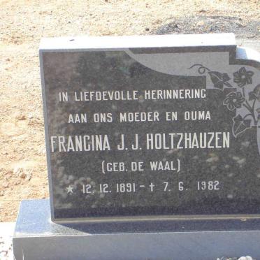 HOLTZHAUSEN Francina J.J. nee DE WAAL 1891-1982