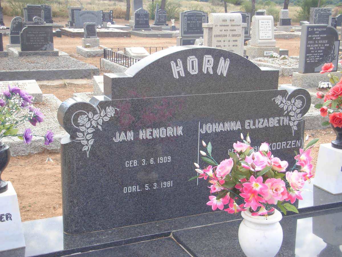 HORN Jan Hendrik 1909-1981 &amp; Johanna Elizabeth KOORZEN 1914-2005