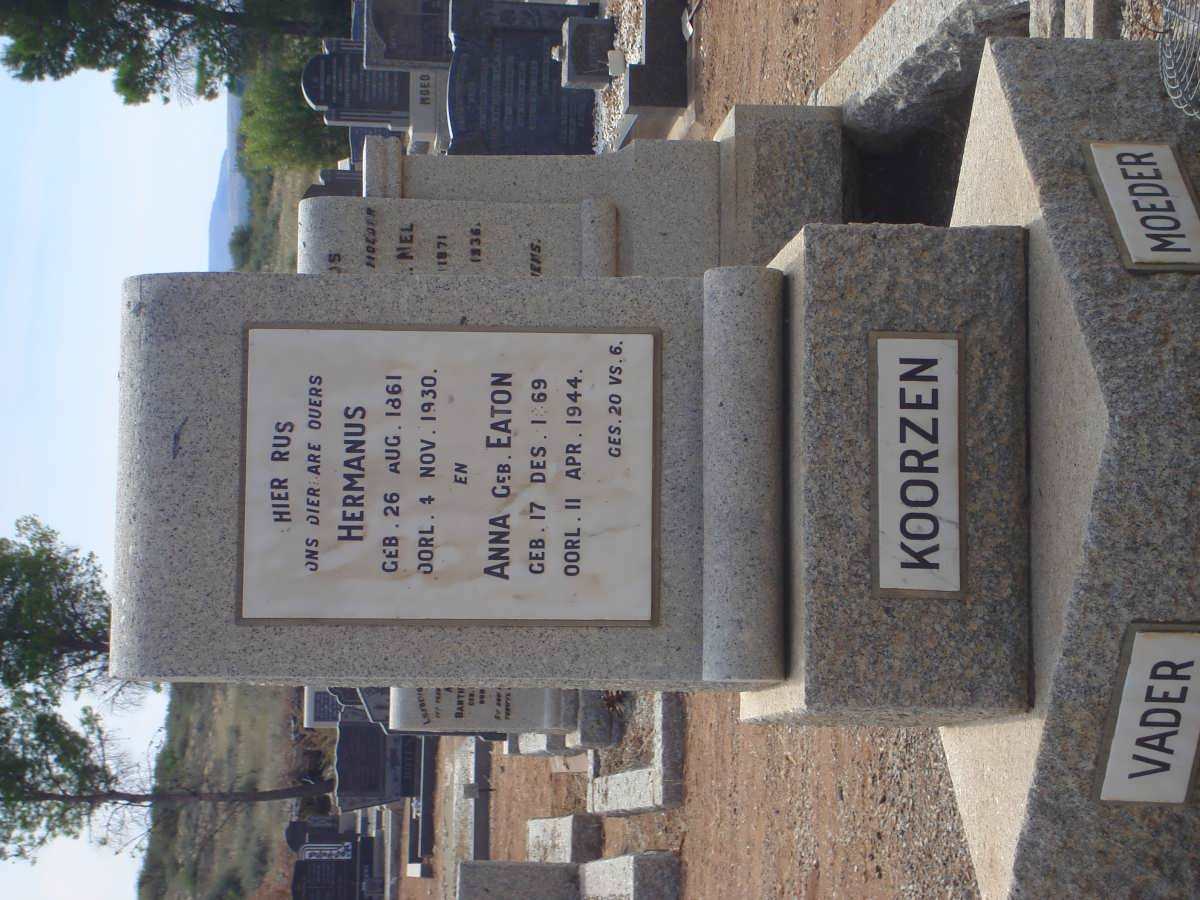 KOORZEN Hermanus 1861-1930 &amp; Anna EATON 1869-1944