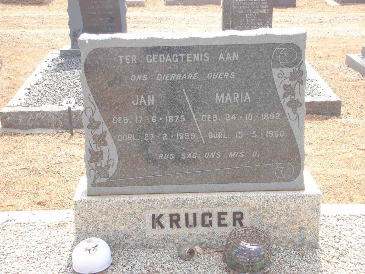 KRUGER Jan 1875-1959 &amp; Maria 1882-1960
