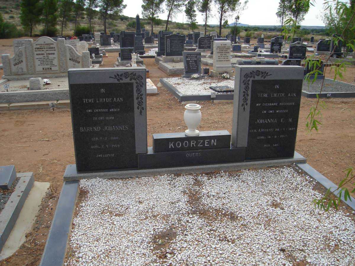 KOORZEN Barend Johannes 1886-1969 &amp; Johanna E.M. JOOSTE 1885-1967