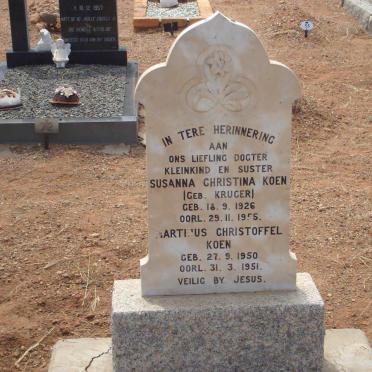 KOEN Susanna Christina nee KRUGER 1926-1955 :: KOEN Martinus Christoffel 1950-1951