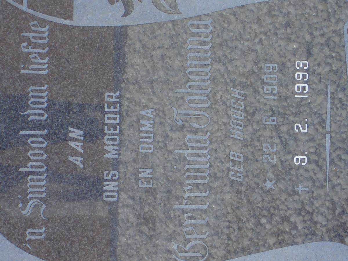 KRUGER Gertruida Johanna nee  HOUGH 1909-1993