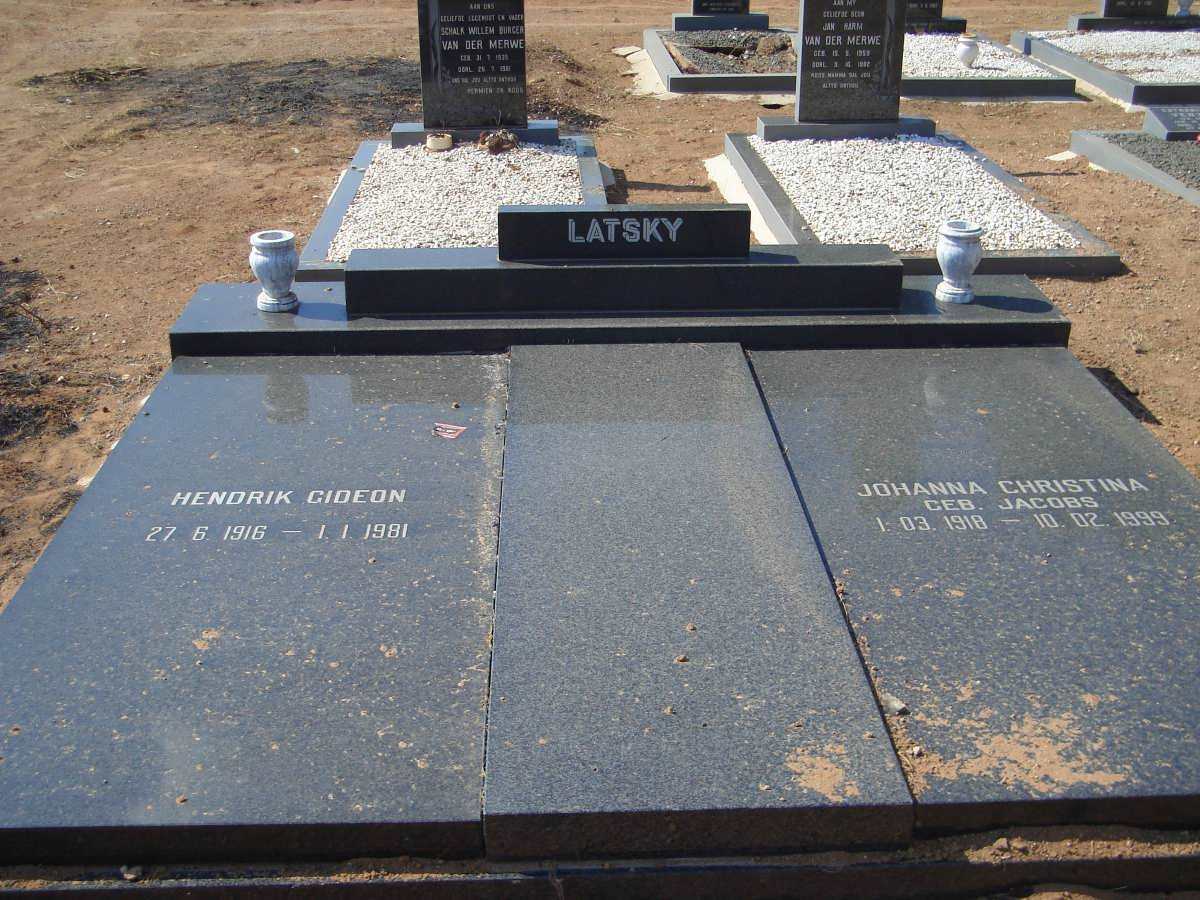 LATSKY Hendrik Gideon 1916-1981 &amp; Johanna Christina JACOBS 1918-1999