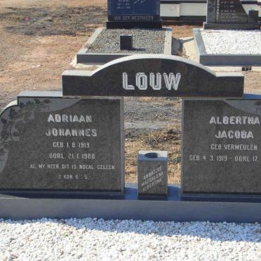 LOUW Adriaan Johannes 1919-1980 &amp; Albertha Jacoba VERMEULEN 1919-2002