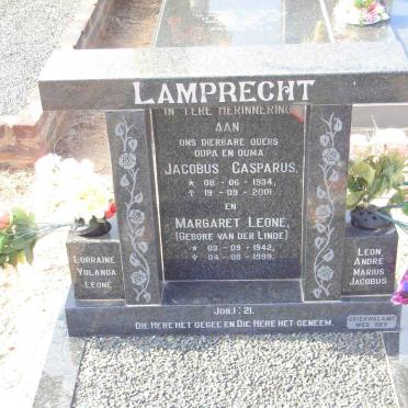 LAMPRECHT Jacobus Casparus 1934-2001 &amp; Margaret Leone VAN DER LINDE 1942-1999