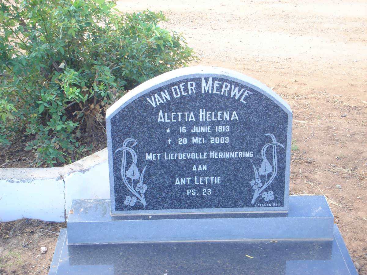 MERWE Aletta, van der 1913-2003