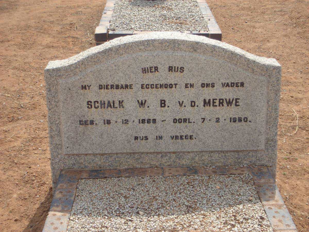 MERWE Schalk W.B., v.d. 1868-1960