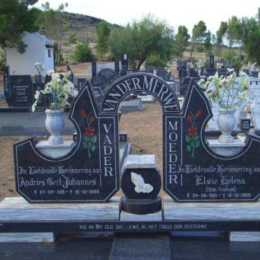 MERWE Andries Gert Johannes, van der 1915-1989 &amp; Elsie Helena THERON 1921-1989