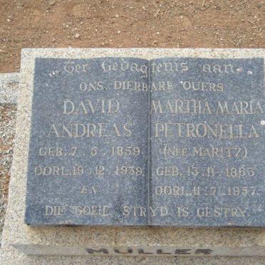 MULLER David Andreas 1859-1939 &amp; Martha Maria Petronella MARITZ 1863-1957