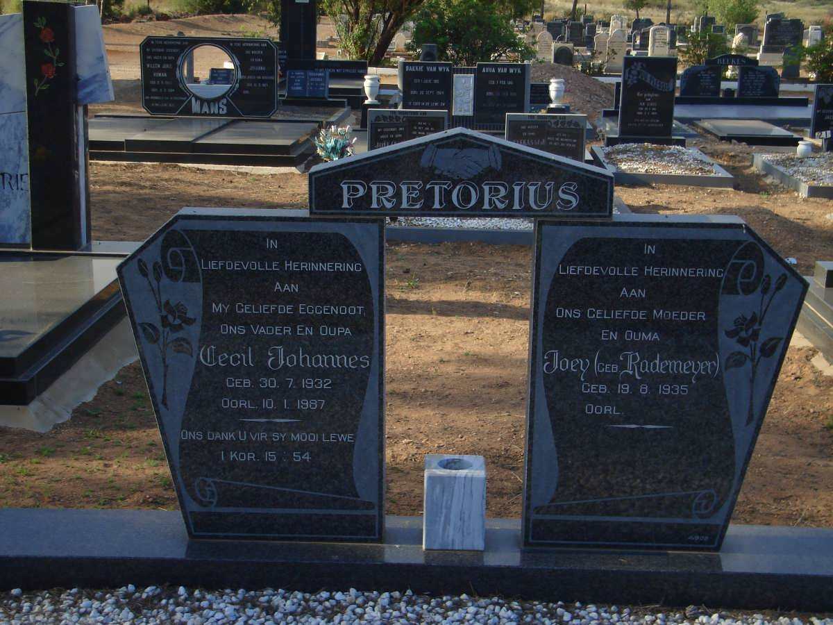 PRETORIUS Cecil Johannes 1932-1987 &amp; Joey RADEMEYER 1935-