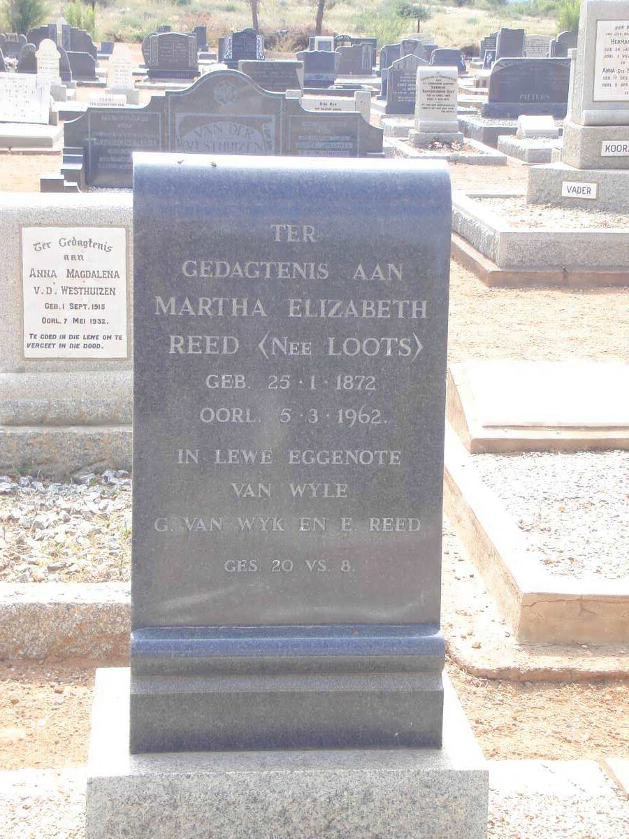 REED Martha Elizabeth nee LOOTS 1872-1962