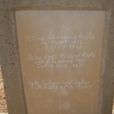 ROETS Petrus Gerhardus 1912-1928 :: ROETS Johannes Wynand 1930-1930