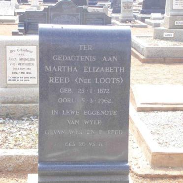 REED Martha Elizabeth nee LOOTS 1872-1962