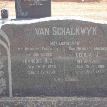 SCHALKWYK Francois N.J., van 1878-1958 &amp; Cecilia J. MYBURGH 1895-1982