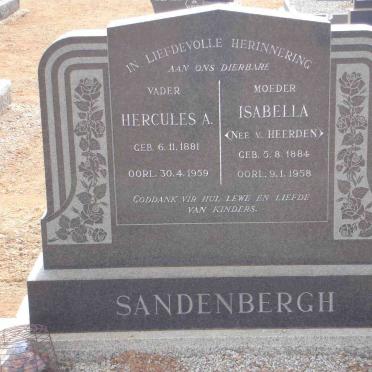 SANDENBERGH Hercules A. 1881-1959 &amp; Isabella V. HEERDEN 1884-1958