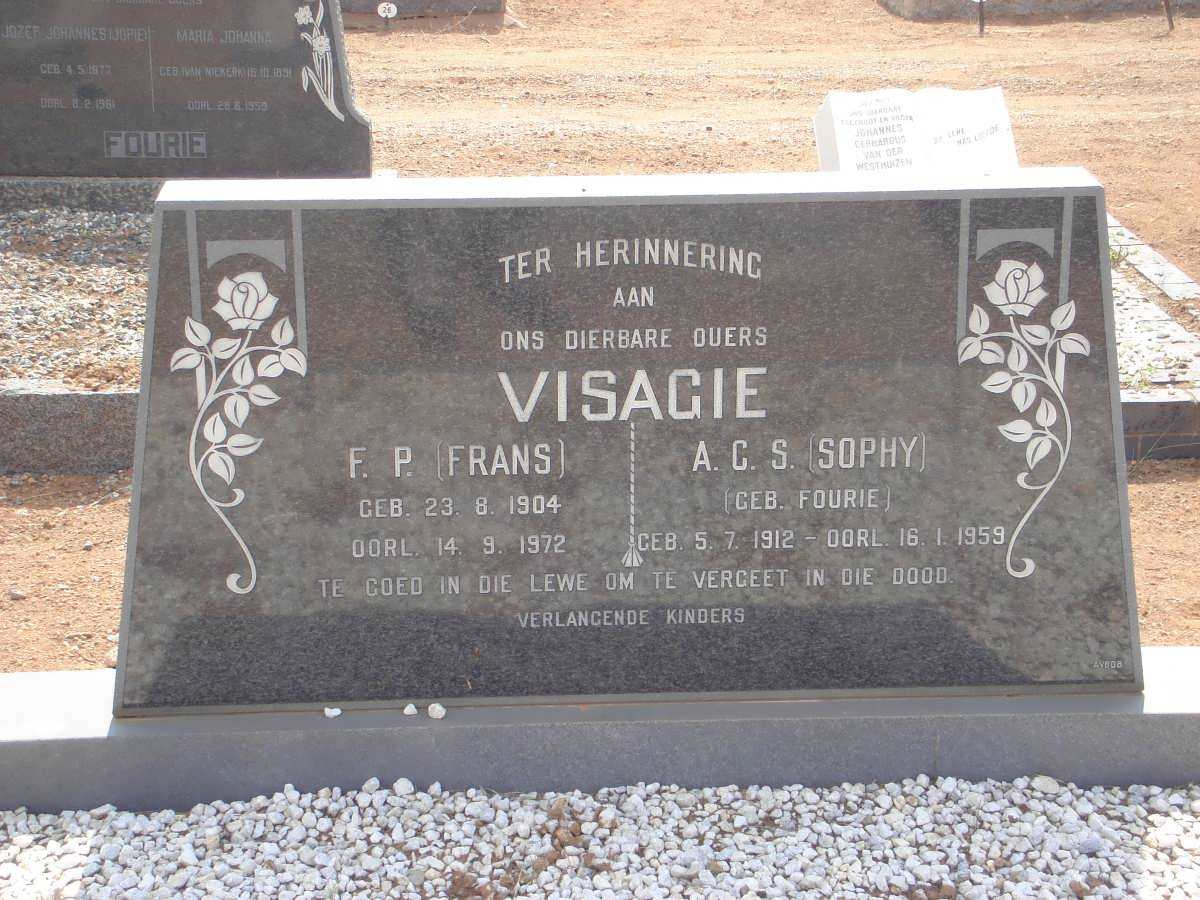 VISAGIE F.P.1904-1972 &amp; A.C.S. FOURIE 1912-1959