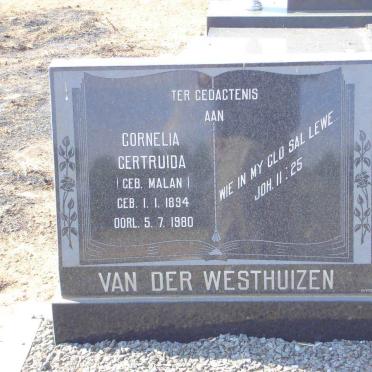 WESTHUIZEN Cornelia Gertruida, van der nee MALAN 1894-1980
