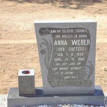 WEBER Anna nee COETZEE 1933-1983