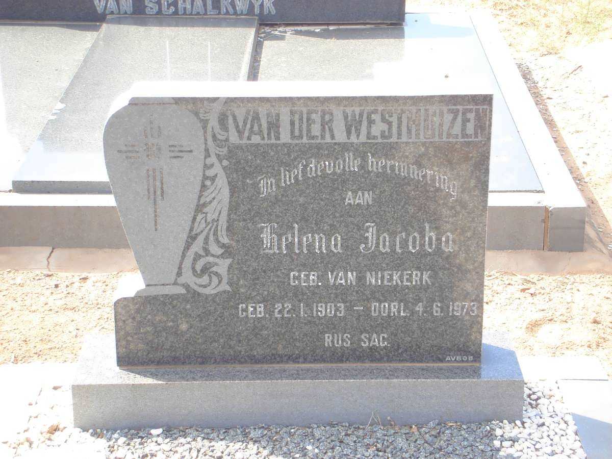 WESTHUIZEN Helena Jacoba, van der nee VAN NIEKERK 1903-1973
