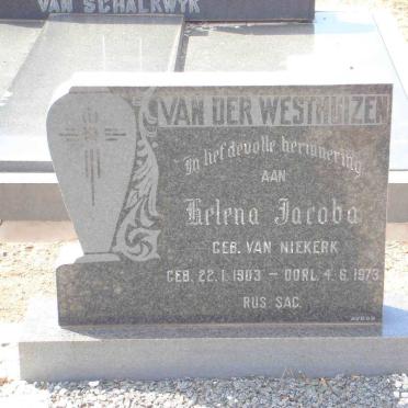 WESTHUIZEN Helena Jacoba, van der nee VAN NIEKERK 1903-1973