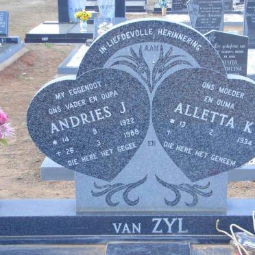ZYL Andries J., van 1922-1988 &amp; Alletta K. 1934-