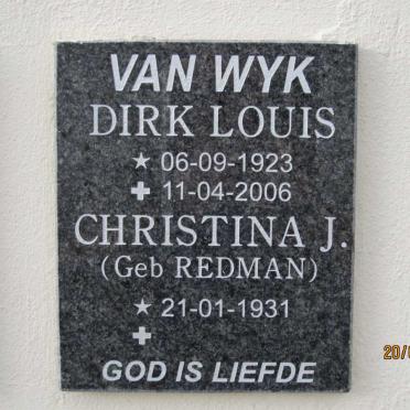 WYK Dirk Louis, van 1923-2006 &amp; Christina J. REDMAN 1931-