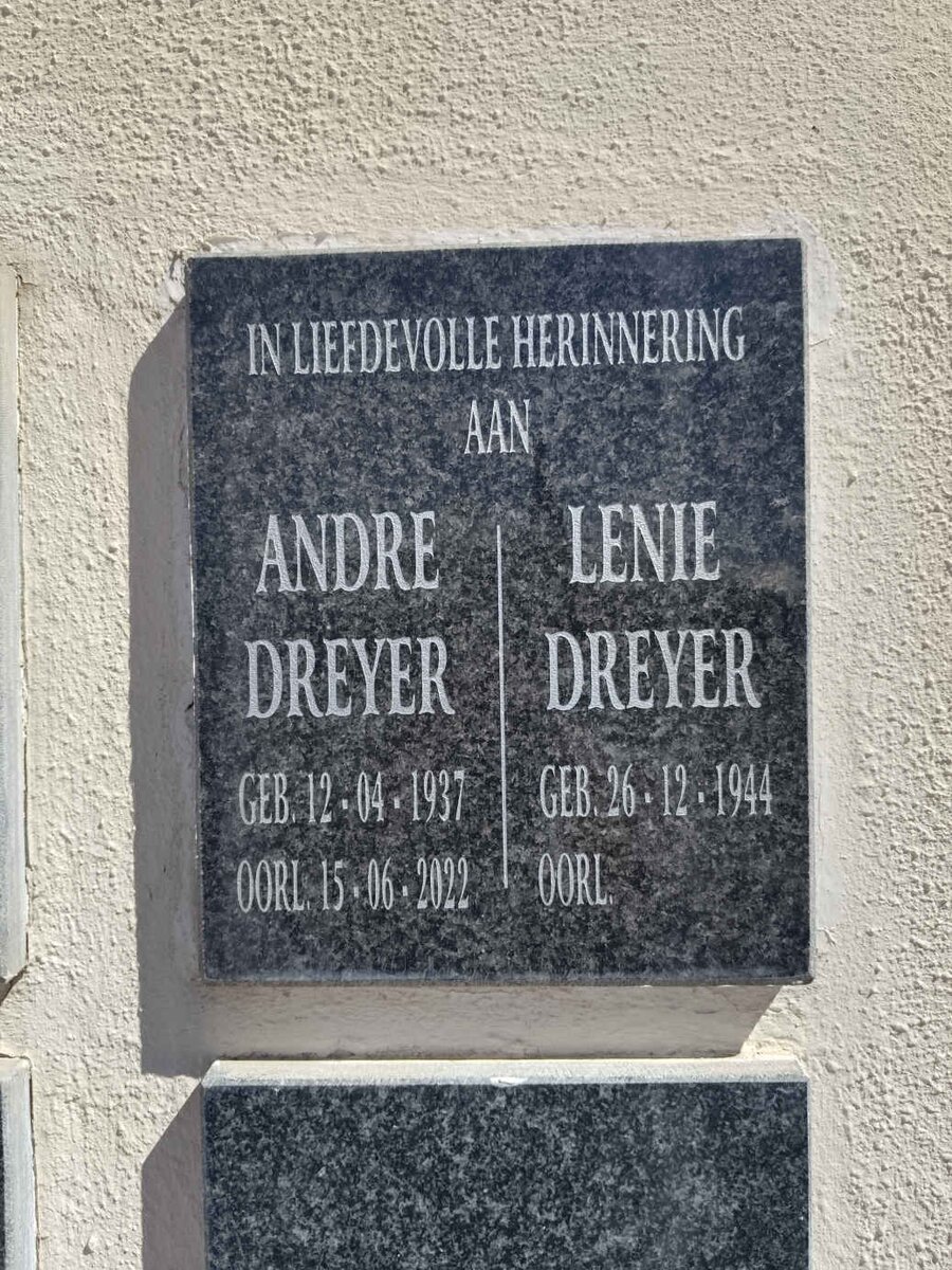 DREYER Andre 1937-2022 & Lenie 1944-