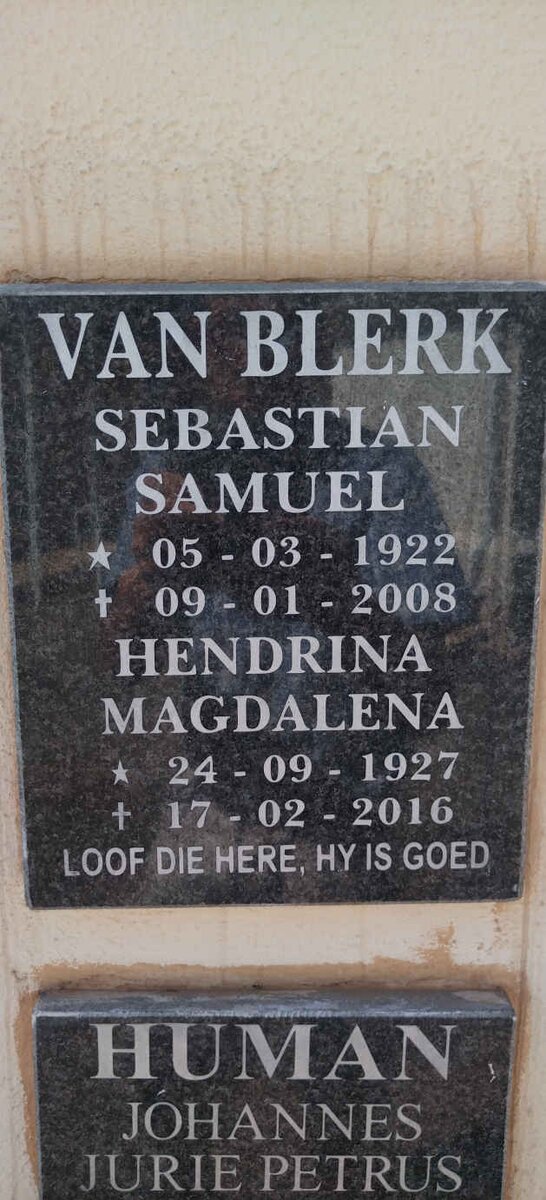 BLERK Sebastian Samuel, van 1922-2008 & Hendrina Magdalena 1927-2016