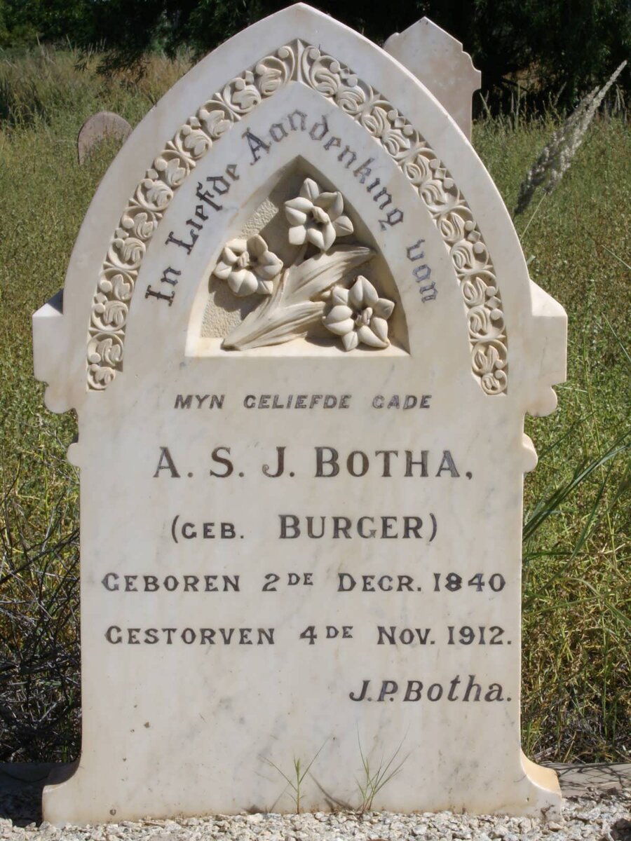 BOTHA  A.S.J. nee BURGER  1840-1912