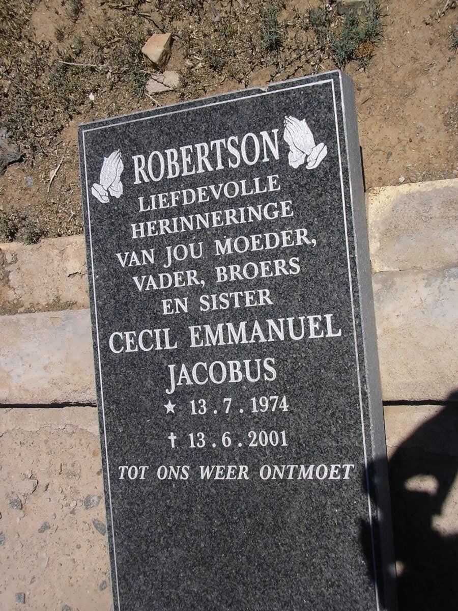 ROBERTSON Cecil Emmanuel Jacobus 1974-2001