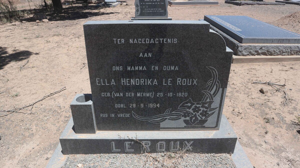 ROUX Ella Hendrika, le nee VAN DER MERWE 1920-1994