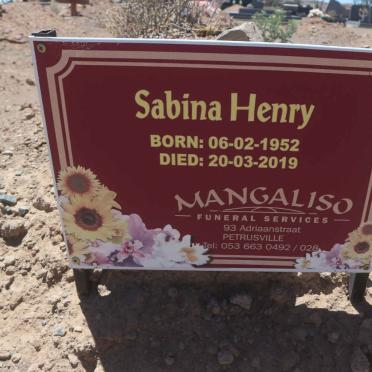 HENRY Sabina 1952-2019