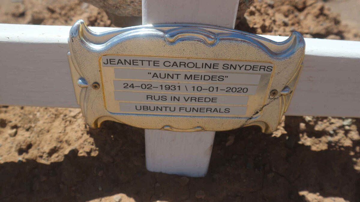 SNYDERS Jeanette Caroline 1931-2020
