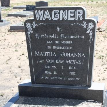 WAGNER Martha Johanna nee VAN DER MERWE 1894-1982
